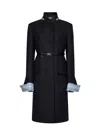 Prada Belted Jacket Embellished Collar Front Pockets In Black