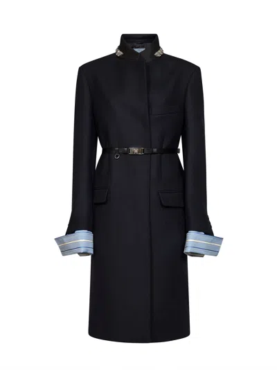 PRADA PRADA VIRGIN WOOL BELTED COAT