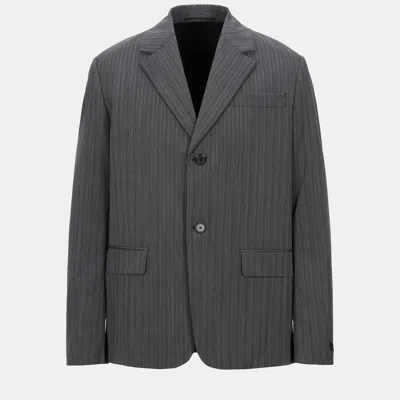 Pre-owned Prada Virgin Wool Blazer 50 In Grey