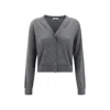 Prada Gray Cardigan In Virgin Wool