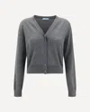 Prada Gray Cardigan In Virgin Wool