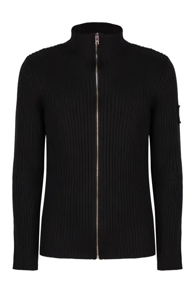 Prada Virgin Wool Cardigan In Brown