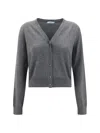 Prada V-neck Knitwear With Classic Silhouette And Refined Details In Ardesia