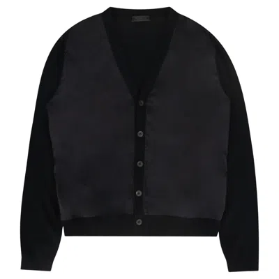 Pre-owned Prada Virgin Wool Cardigan In Black