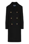 Prada Double-breasted Wool Coat In Black