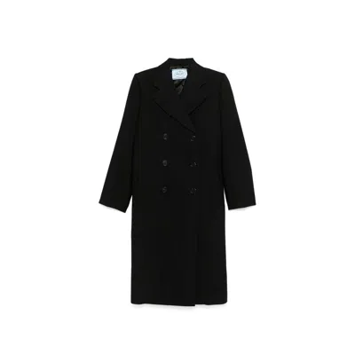 Prada Virgin Wool Coat In Black