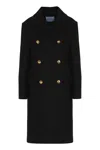 Prada Virgin Wool Coat In Black