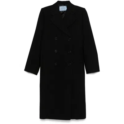 Prada Virgin Wool Coat In Black