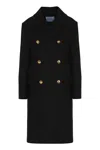 Prada Double-breasted Wool Coat In Blue