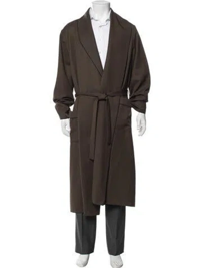 Pre-owned Prada Virgin Wool Coat In Brown