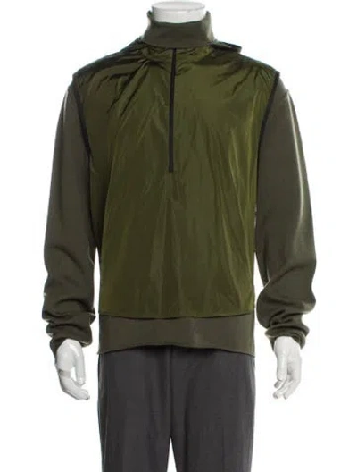 Pre-owned Prada Virgin Wool Colorblock Pattern Polo Sweater In Green