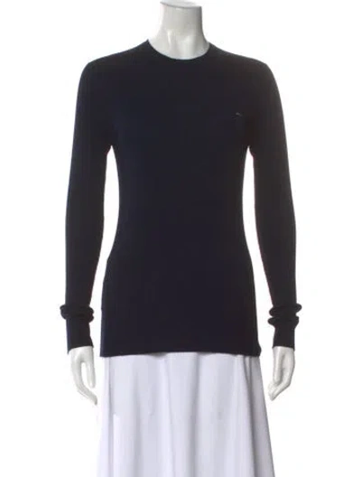 Pre-owned Prada Virgin Wool Crew Neck Sweater In Blue