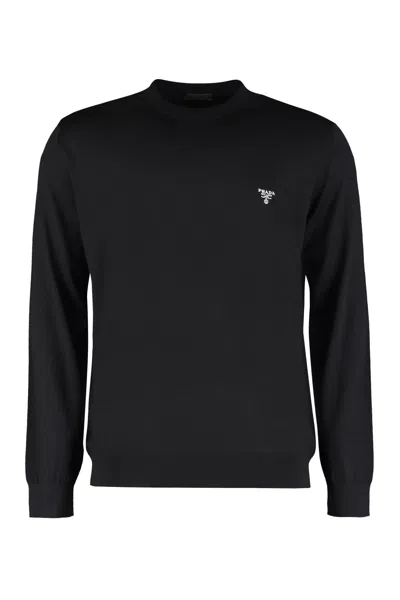 Prada Virgin Wool Crew-neck Sweater In Black