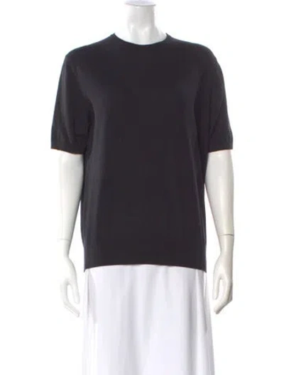 Pre-owned Prada Virgin Wool Crew Neck T-shirt In Black