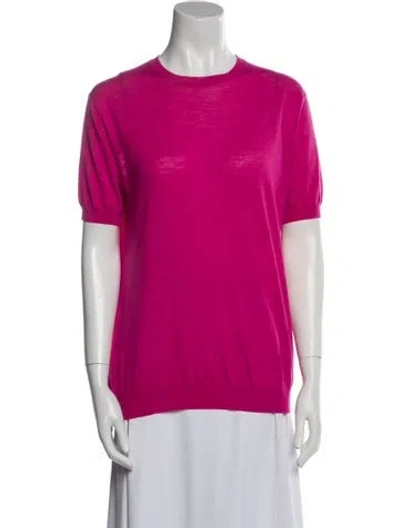 Pre-owned Prada Virgin Wool Crew Neck T-shirt In Pink