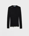 Prada Virgin Wool Crewneck T-shirt In Black