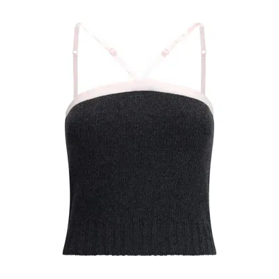 Prada Virgin Wool Crop Top In Black