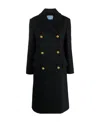 Prada Double-breasted Wool Coat In Blue