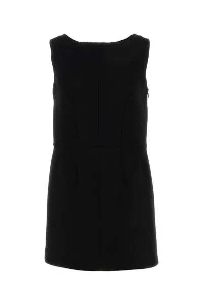 Prada Virgin Wool Dress In Black