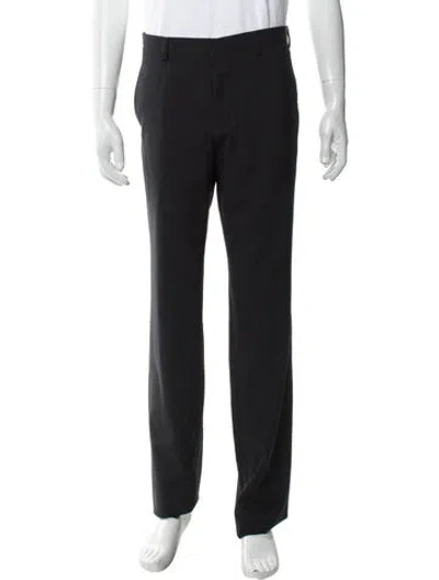Pre-owned Prada Virgin Wool Dress Pants In Black