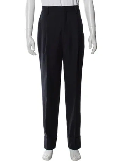 Pre-owned Prada Virgin Wool Dress Pants In Black