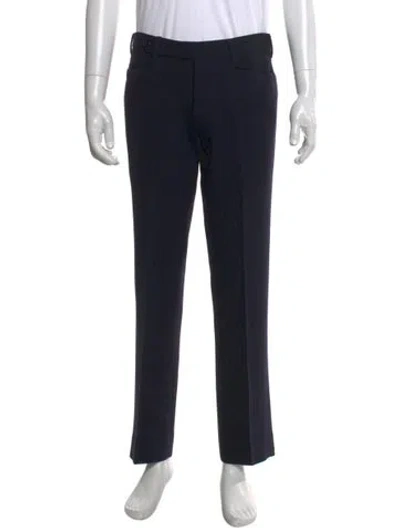 Pre-owned Prada Virgin Wool Dress Pants In Blue