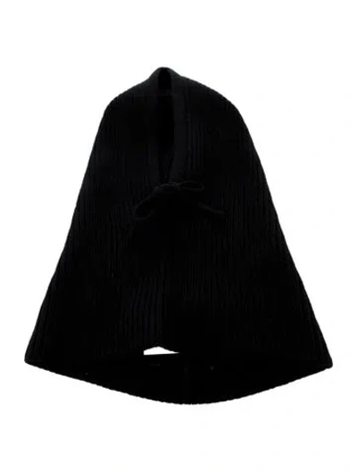 Pre-owned Prada Virgin Wool Enameled Metal Triangle Snood In Black