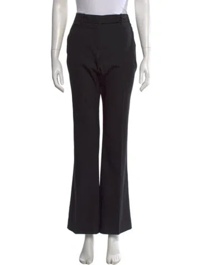 Pre-owned Prada Virgin Wool Flared Pants In Black