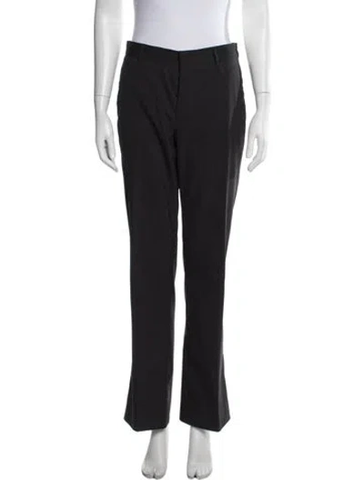 Pre-owned Prada Virgin Wool Flared Pants In Black