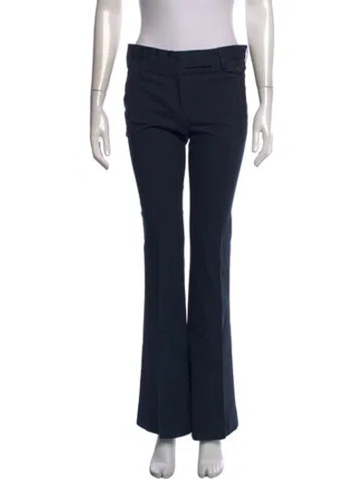 Pre-owned Prada Virgin Wool Flared Pants In Blue
