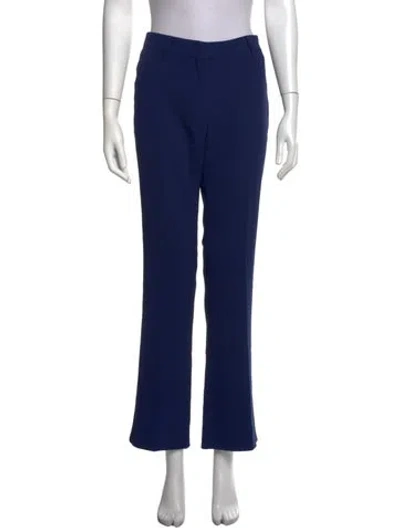 Pre-owned Prada Virgin Wool Flared Pants In Blue