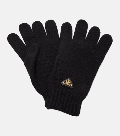 Prada Virgin Wool Gloves In Black