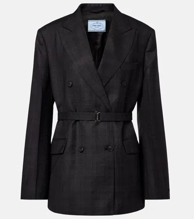 Prada Virgin Wool Jacket In Black
