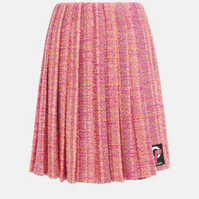 Pre-owned Prada Virgin Wool Knee Length Skirt 40 In Pink