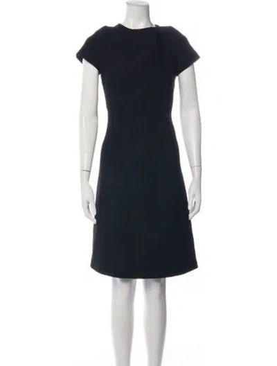 Pre-owned Prada Virgin Wool Knee-length Dress In Blue