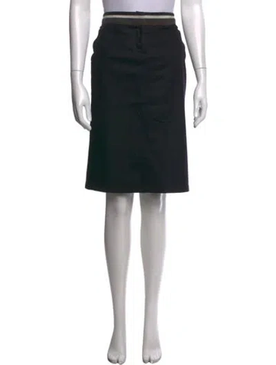 Pre-owned Prada Virgin Wool Knee-length Skirt In Black