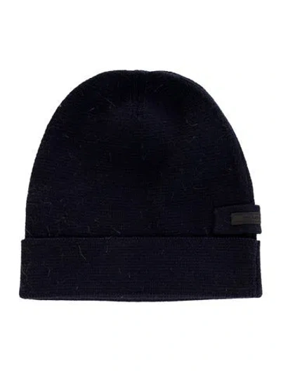Pre-owned Prada Virgin Wool Knit Beanie In Blue