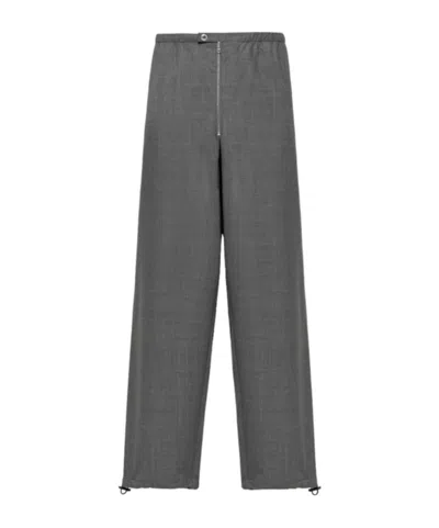 Prada Virgin Wool Loose Trousers In Black