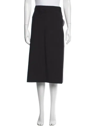 Pre-owned Prada Virgin Wool Midi Length Skirt In Black