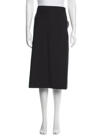 Pre-owned Prada Virgin Wool Midi Length Skirt In Black