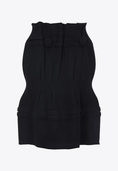 Prada Virgin Wool Midi Skirt In Black