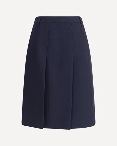 Prada Virgin Wool Midi Skirt In Blue