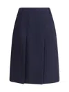 Prada Virgin Wool Midi Skirt In Blue