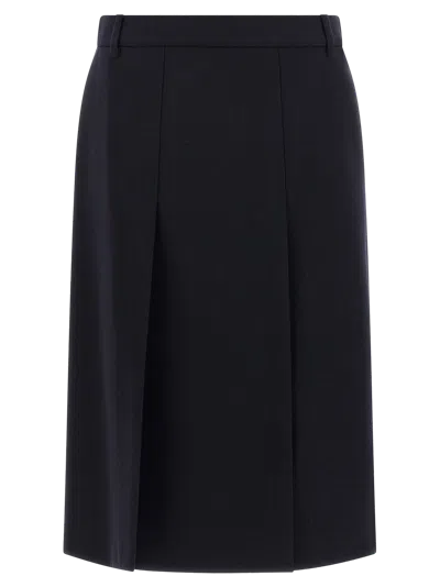 Prada Virgin Wool Midi Skirt In Blue
