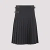 Prada Grey Virgin Wool Midi Skirt In Gray
