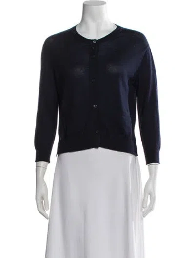 Pre-owned Prada Virgin Wool Open Front Sweater In Purple