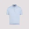Prada Short-sleeved Wool Polo T-shirt In Cielo