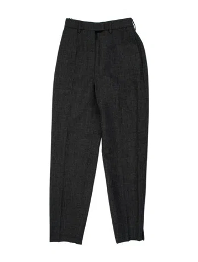 Pre-owned Prada Virgin Wool Skinny Leg Pants In Gray