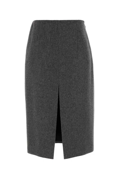 Prada Virgin Wool Skirt For Women In Gray