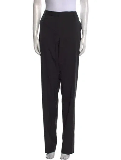 Pre-owned Prada Virgin Wool Straight Leg Pants In Black